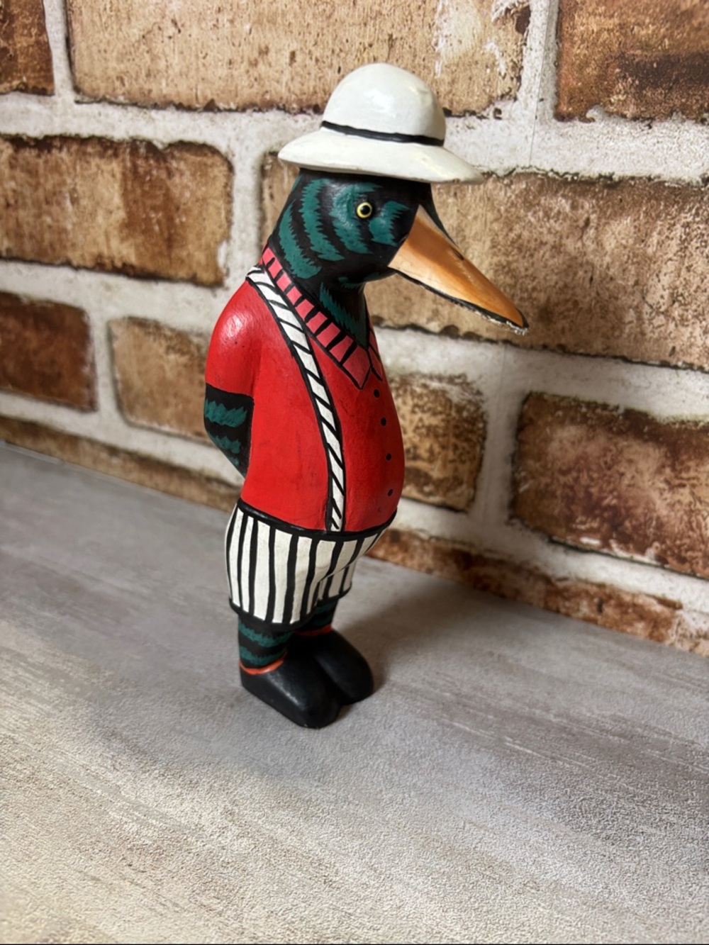 Duck Man Hand-Painted Decorative Bird Figurine in Red, Green & White #103 - Picture 7 of 10